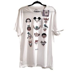 Disney 100 Years of Wonder Famous Faces Muted Cute Cotton T-Shirt Size XL